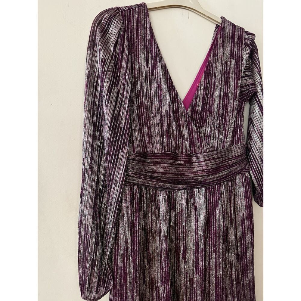 Lilly Pulitzer Riza Long Sleeved Romper Mulberry Gold Metallic Size Large EUC - Picture 3 of 10